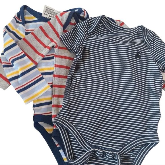 Multi-Brand Onesies Set Of Three Multi-Colored Stripes Sz 3 - 6 Mos - Picture 13 of 14